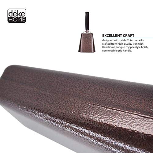 7 In. Steel Cowbell/Noise Makers With Handles. Cheering Bell For Sporting, Football Games, Events. Large Solid School Hand Bells. Cowbells. Percussion Musical Instrument. Cow Bell Alarm (Copper) #TOP5