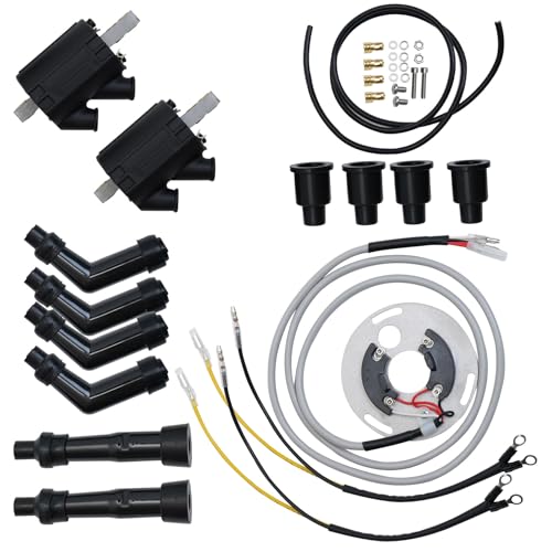 Electronic Ignition Kit Compatible with Honda Dyna S CB500 CB550 CB750 (1969-1978), Includes Ignition DS1-2, 5-Ohm Coil DC8-1 & DW-200 Plug Wires