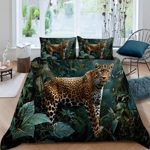 Parure de lit léopard 2 personnes en microfibre douce avec fermeture éclair solide - 2