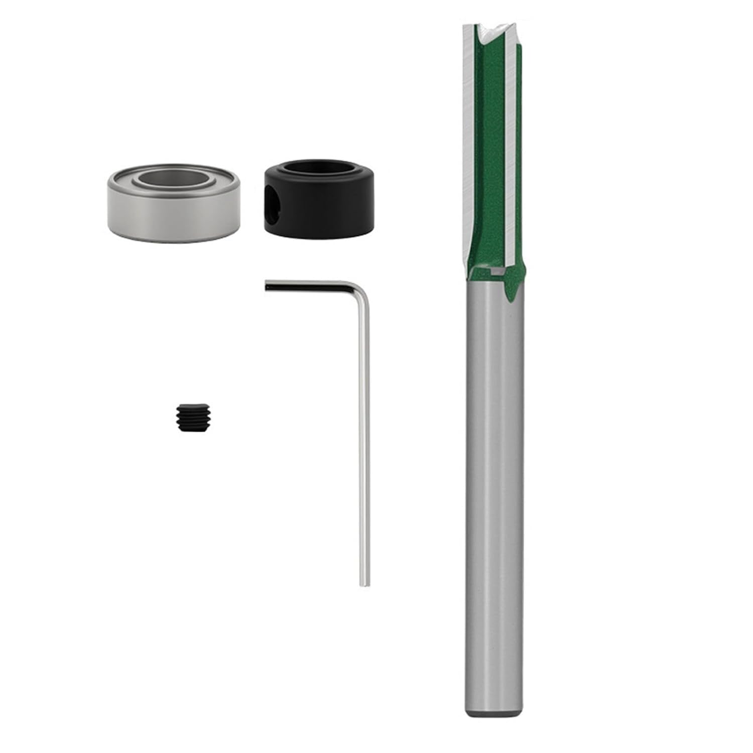 Precise Cutting Router Bit Featuring Three Flutes Construction Silver Green Coating Multiple Size 6mm & 1 / 4 Inches