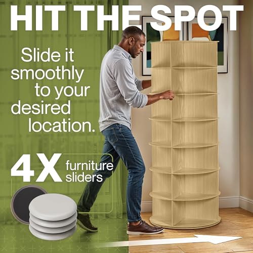 LOFT + IVY 7 Tier Rotating Shoe Rack Tower – 360° Spinning Storage Organizer, Modern Round Shoe Carousel for Closet, Entryway, Bedroom – Space Saving Rotating Lazy Susan Storage Tower