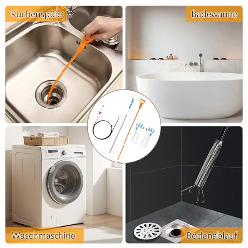 Serpiente Desatascadora Set con Desatascador Flexible Y Cepillo para Limpieza De Desagües Cocina Baño Sin Productos Químicos - imagen 7