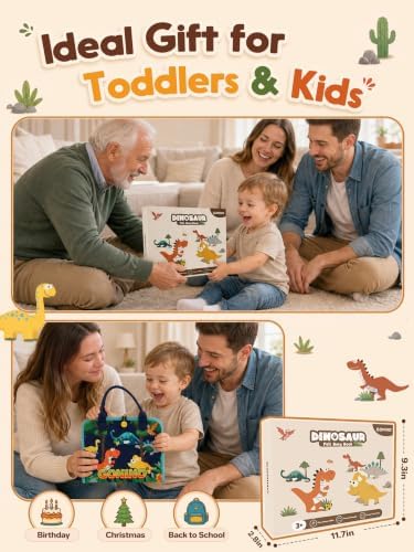 GONINO Toddler Busy Book Montessori Toys for Boys, Dinosaur Felt Busy Board