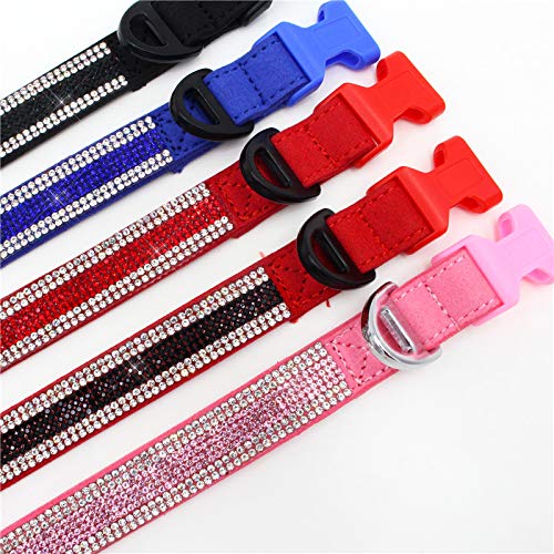 Glitzerndes Katzenhalsband Mit Strass – Verstellbar, Weiches Mikrofaser, Größe S (25–32 Cm), Rot
