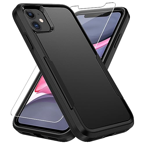 Warsia for iPhone 11 Case, with Screen Protector,[Military Grade Drop Tested] Heavy-Duty Tough Rugged Shockproof Protective Case for iPhone 11 6.1 inch, Black