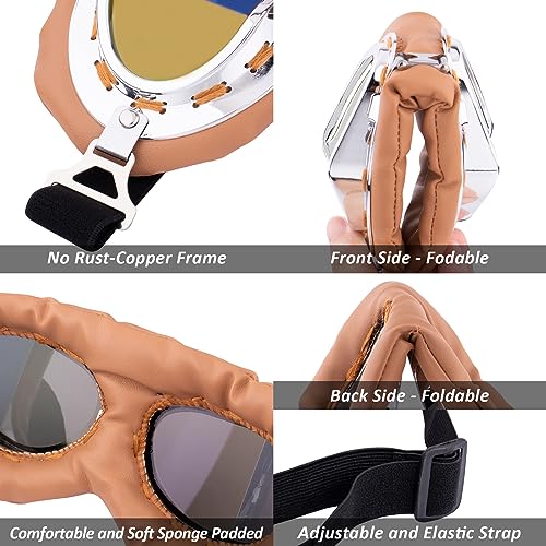 Image of Peicees Vintage Helmet Goggles Motorcycle Goggles Bike Motorcross Pilot Goggle