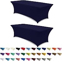 Vista 24 de ABCCANOPY - Funda de mesa de spandex elástica de 4 pies, mantel ajustado y resistente a arrugas, reutilizable para mesas plegables rectangulares