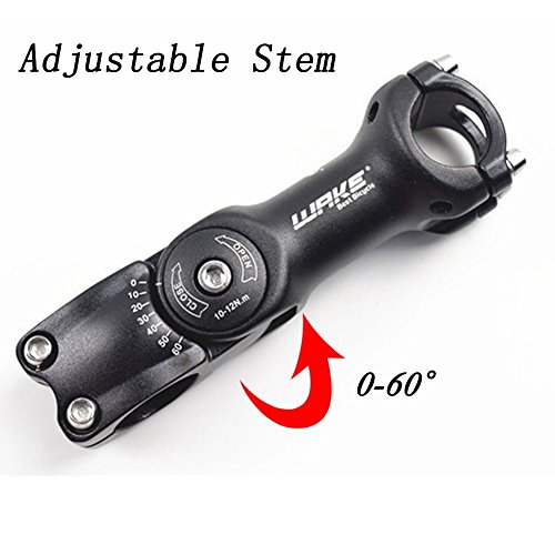 Wake Mtb Stem 31.8 110Mm 60 Degree Adjustable Bike Stem Mountain Bike Stem Short Handlebar Stem For Most Bicycle, Road Bike, Mtb, Bmx, Fixie Gear, Cycling (Alloy, Lightweight, Black) #TOP2