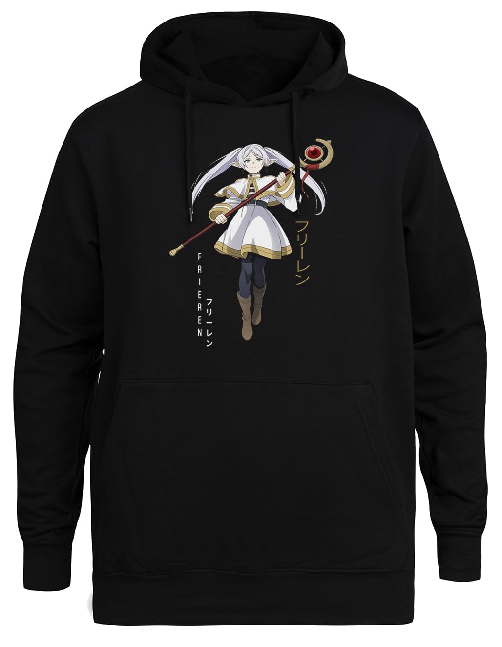 Frieren Sousou No Frieren Unisex Czarna Bluza Ekologiczna z Kapturem Unisex Black Hoodie Eco-Friendly Hooded Jacket
