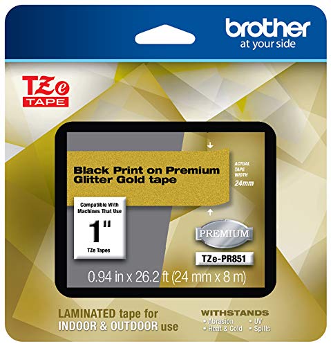 Ruban TZe-PR851 Noir sur Or Brother de 24 mm pour étiqueteuse P-Touch