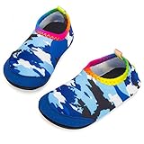  Yorgou Baby Strandschuhe Schwimmschuhe Badeschuhe Wasserschuhe Schnelltrocknende Aquaschuhe rutschfest Barfuss Schuh für Kinder Beach Pool, Tarnungs/Blau, 19/20 EU