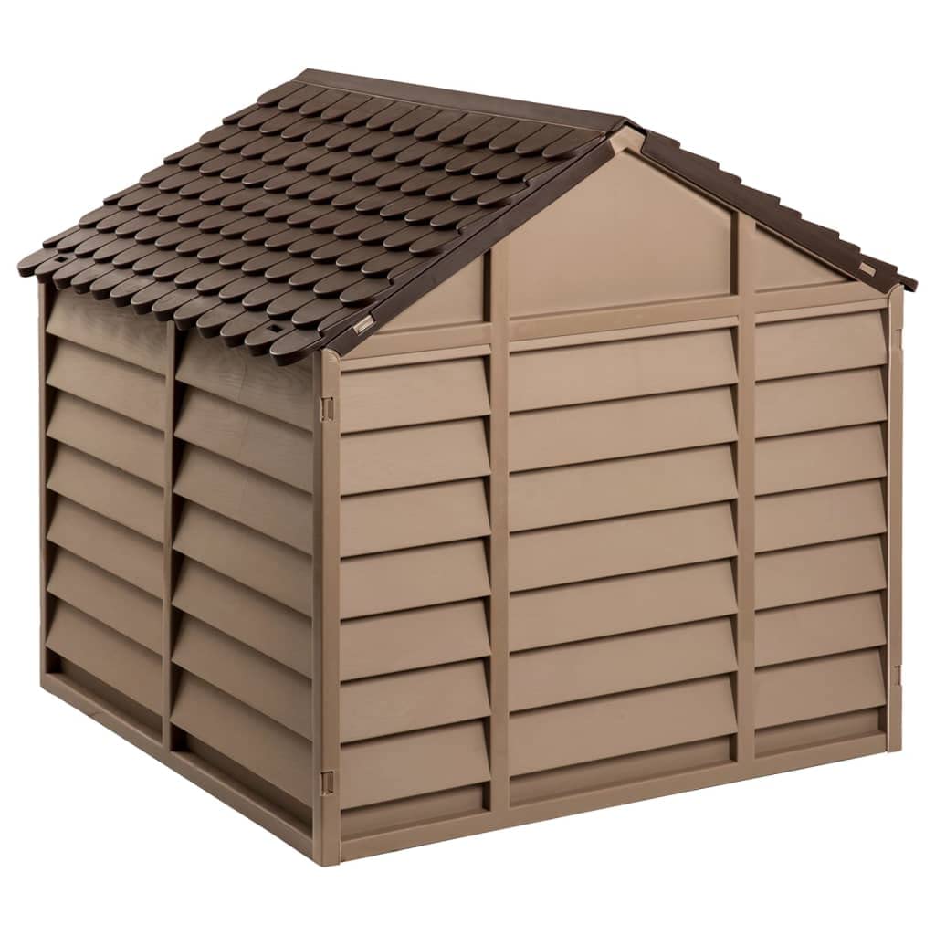 Hundehütte Braun 86x84x82 cm Polypropylen | Regenfestes Dach, Offener Eingang, Leichte Montage, Robustes Material