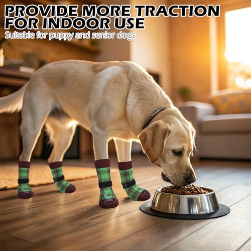 EXPAWLORER Meias para cães para evitar lamber patas, 4 peças de meias antiderrapantes de dupla face