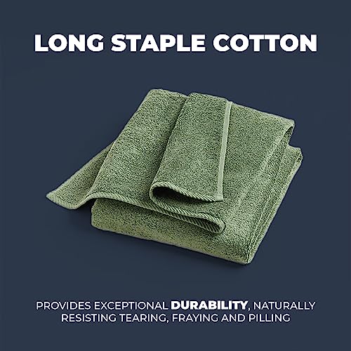 Sage Green Hand Towels - Made From 100% Pure Egyptian Cotton - 600 Gsm - Quick Dry And More Absorbent Than Turkish Hand Towels - Extra Large Size 19" X 35" #TOP2