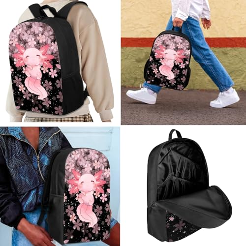 Upetstory Cute Axolotl Backpack for Kids School Bag 4-in-1 Bookbag Set with Lunch Box Pencil Case Water Bottle Sleeve for Teen Girls Boys Schoolbag Elementary Preschool Bookbag Satchel3