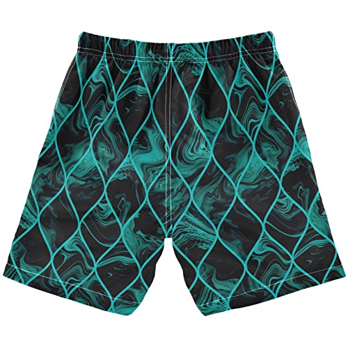 susiyo Teal and Black Textures Boys Swim Trunks Teens Quick Dry Beach Board Shorts Swimsuit2