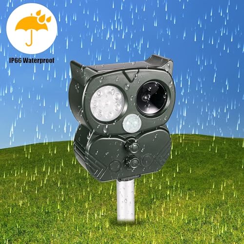 Repellente Per Gatti, Dissuasori Per Piccioni, Ultrasuoni Repellente Gatti Solare Con Flash Led, Ultrasound Repellente Per Animali, IP65 Impermeabile Per Cani, Uccelli, Topi, Volpi - 4