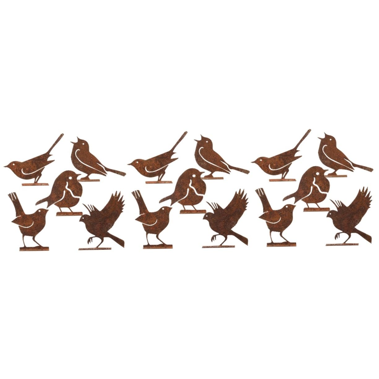Silhouettes de oiseaux rouillés TOYANDONA pour déco de jardin extérieur (15 pièces)