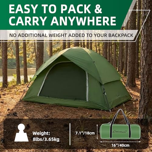 Camping Tent for 2 Person, 4 Person, 6 Person - Waterproof Two Person Tents for Camping, Small Easy Up Tent for Family, Outdoor, Kids, Scouts in All Weather and All Season by Clostnature - Image 5