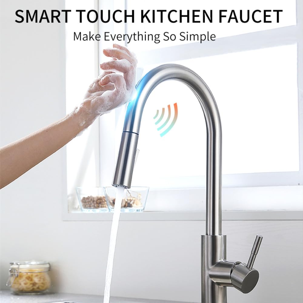 Bateria kuchenna Smart Touch Crane do baterii kuchennej z czujnikiem, bateria zlewozmywakowa, dotykowy obrotowy kran z czujnikiem, mieszacz wody, 1005, czarny i złoty