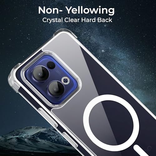 Image of A rtistque Clear Back Cover Case for Oppo Reno 13 5G | Compatible with Mag-Safe | Premium Transparent Cover | Shockproof TPU Bumper | Stylish Protective Design | Oppo Reno 13 Back Cover - Transparent