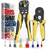 Self-Adjusting Wire Stripper Ferrule Crimping Tool Kit AWG 24-10 Automatic Electrical Wire Stripper Tool with AWG 23-7 Ratchet Wire Crimper Plier For 1200Pcs Wire End Ferrule Terminals Connectors