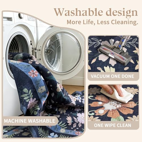 Vintage Floral Rug for Young Women: Soft 2x3 Washable Mat for Entryway — view 4