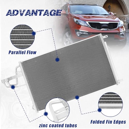 Image of Air Conditioning A /C Condenser Compatible with Hyundai Tucson /Kia Sportage # 3323, CN3323PFXC, 976062E000, HY3030133