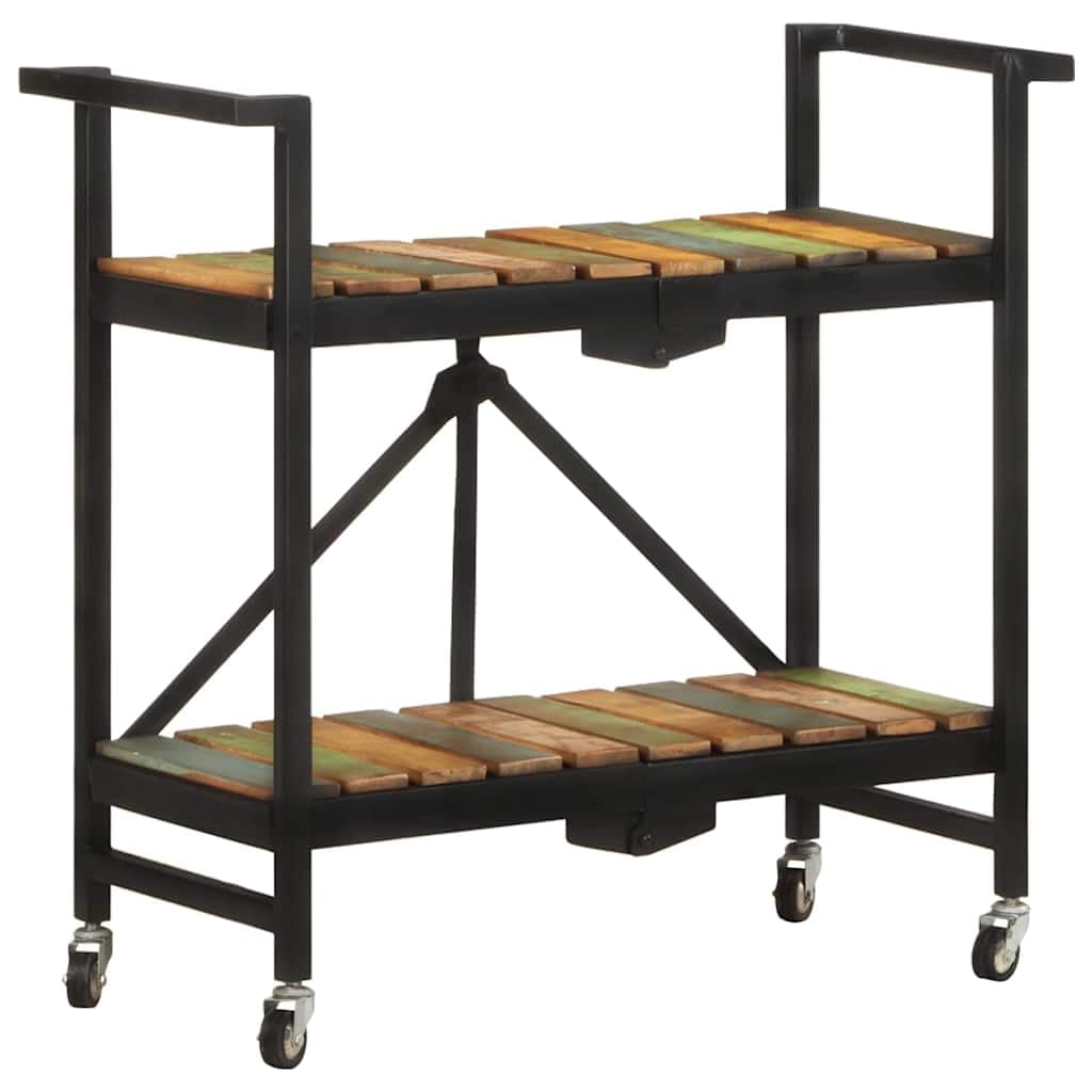vidaXL Küchenwagen Klappbar Servierwagen Rollwagen Beistellwagen Haushaltwagen Küchentrolley Küchenregal 87x36x81cm Altholz Massiv