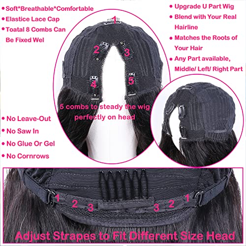 Megalook V Part Wigs Human Hair Curly Human Hair Wigs For Black Women Curly Hair Wigs Upgrade U Part Human Hair Wig 4X1Inch Curly V Part Wigs No Sew In No Glue No Leave Out Thin Lace Front Wigs 180% Density #TOP6
