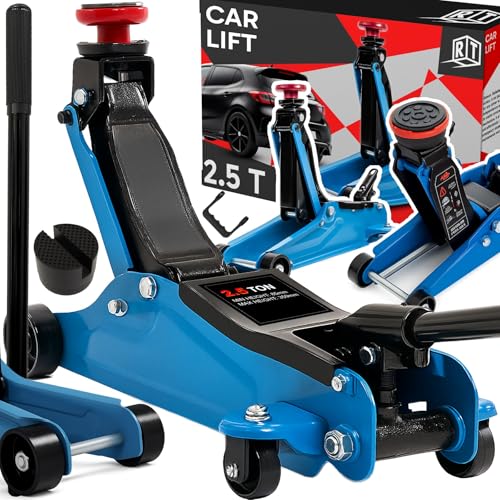 Retoo Wagenheber hydraulisch 2500 kg Extra Flacher Rangierwagenheber 85-360 mm mit 2 Adaptern & Quicklift-System, Stabiler Autoheber aus Stahl für PKW, SUV, Geländewagen, Werkstatt, Reifenwechsel