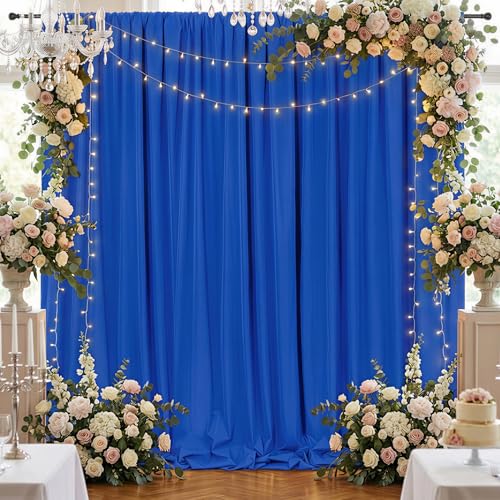 Image of Backdrop Curtains Royal Blue 10ft x 10ft Polyester Photography Backdrop Drapes for Baby Shower Party Birthday Backdrop Decorations