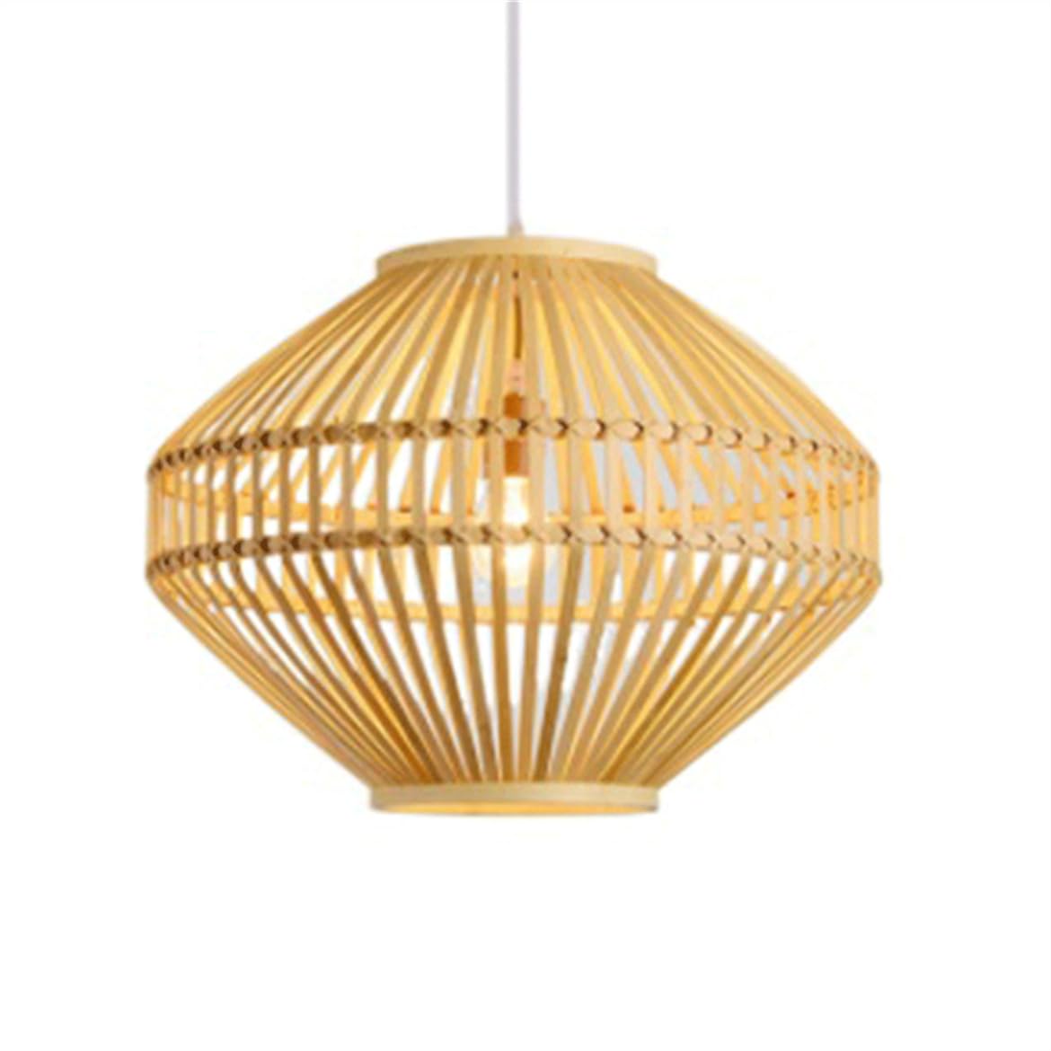 LQZCXMF Unique Bamboo Rattan Pendant Light Rustic Hand-Woven Lantern 11.8in Rattan Pendant Wicker Light Fixtures for Living Room Ceiling Light for Kitchen Dining Room Hallways Decor Lantern