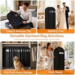 Garment Bags for Travel & Hanging Clothes, 55" Suit Bag for Closet Storage, Lightweight Dress Bags for Gowns Long, Dustproof Garment Covers with Clear Window & Reinforced Zipper, Black (1 Pack)