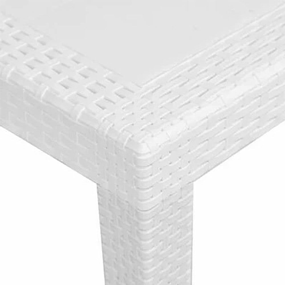 Decor Space Tavolo Phoenix struttura in polipropilene effetto rattan per bar e strutture (Bianco, 80 x 80 cm)