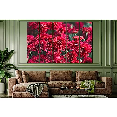 Chrysanthemums Dark Red ZELLART impression sur toile tendue premium