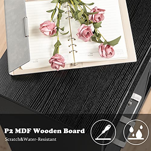 Bonnlo Black & Brown 3 Drawer File Cabinet With Lock, Wood Lateral File Cabinets For Home Office, Printer Stand With File Cabinet, Rolling File Cabinet With Open Shelves, Letter Filing Cabinet, 26" H #TOP4