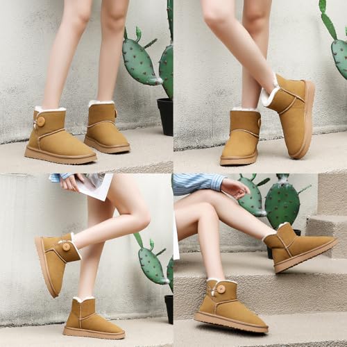 Jifenkla Botas de Invierno Mujer Boots, Cálido Pelo Forradas Botas de Nieve, Impermeable Antideslizante Botines de Senderismo, Lígeras Cómodas Casuales Trekking Zapatos - imagen 5