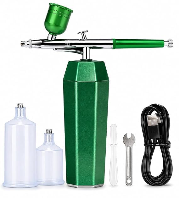 Image of Cordless Airbrush Kit with Rechargeable Compressor, Portable USB Airbrush Spray Gun for Makeup, Nail Art, Cake Decorating, Model Painting & Crafts (TC- 102K)