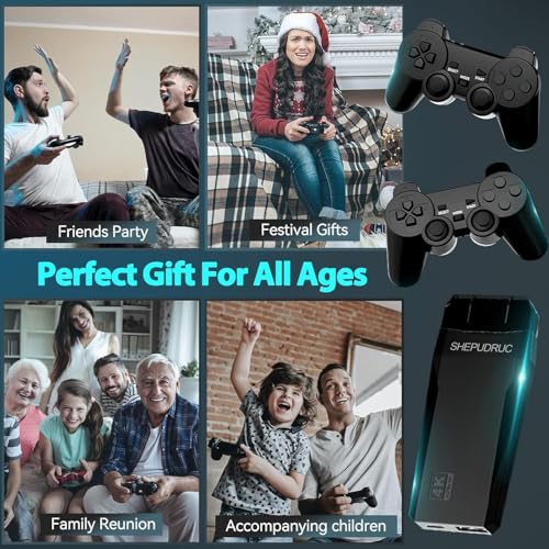 Wireless Retro Handheld Game Console Stick, Gaming Console Stick Built-in 20000+ Plug-and-Play Video Games, Equipped with 18 Simulators, 4K HDMI Output and Dual 2.4G Controller(64GB)