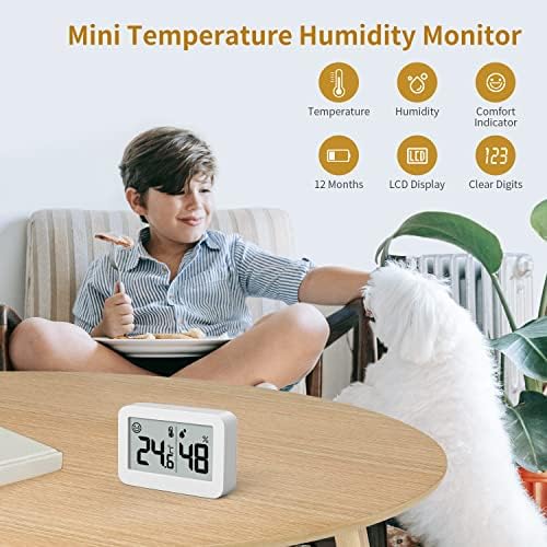 DOOMAY 2-Pack Mini Hygrometer Indoor Thermometer, Humidity Gauge with ℃/℉ Switch, Humidity Meter Digital Temperature Monitor for Greenhouse Babyroom Cellar Reptile Incubator Closet — view 3