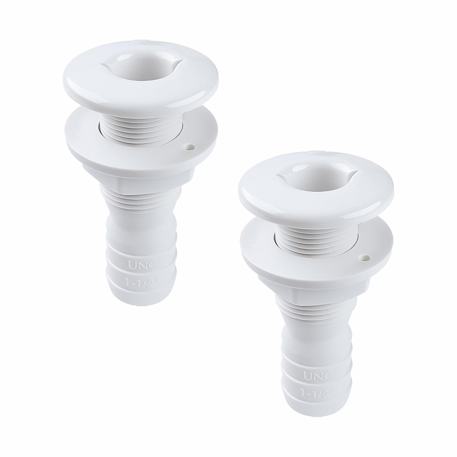 SENRISE 2Pcs Thru Hull Fitting, 1-1/2in Marine Drainage Outlet Thru Hull Skin Fitting Boat Through Connector Corrosion Resistant and Rust-Resistant Nylon Drain Outlet for Marine Boat Plumbing