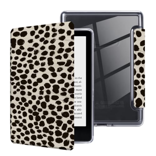 MOROCK Slim Case for 6" Kindle Paperwhite 10th Generation 2018 Release(Model No. PQ94WIF), Premium Lightweight PU Leather and PC Clear Acrylic Back Cover, Auto Wake/Sleep E-Reader, Khaki Leopard Print