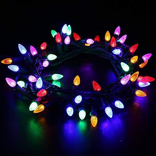 [UL Certified]Outdoor LED String Lights,17 feet 50 LEDs Mood Lighting Strands,Diamond Strawberry C3 Bulbs,Colored Christmas Lights,for Patio Garden Holiday Wedding Decor-MAXINDA (C3, Multi)