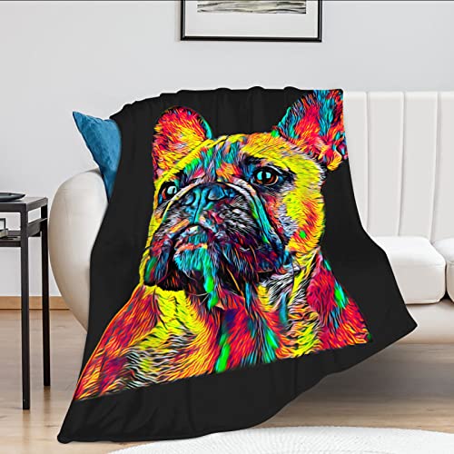 Cute French Bulldog Pattern Flannel Fluffy Full Fleece Luxury Throw Blanket Plush Soft Cozy Quilt Nursery Bedding Decor Bedroom Decorations Wearable 80''X60''(Adults) #TOP2