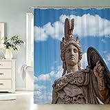 KIYAYO Duschvorhang 180x200 cm Stadtgebäude Duschvorhang Anti-schimmel 3D Motiv Frau Statue Bad-duschvorhang Jugendstil Duschvorhänge Für Badezimmer Mit 12 Ringe
