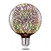 Porseme 3D Fireworks Decorative Light Bulb, E26 Base, 4W, AC100-240V, Glass Bulbs with Soft Warm Light, Shiny Decor for Home, Bedroom, Party (Included 1 G125 Bulb)