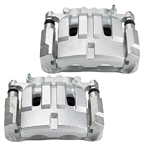 Image of TRQ Front Brake Caliper Set Zinc Coated Brackets Compatible with 2014-2019 Jeep Cherokee