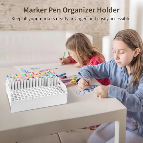 Image of Marker Pen Organizer Holder 204 Slots, Art Marker Colored Pen Storage Rack, Adjustable Craft Art Supply Storage for Desktop Pencil Organizer,Classroom Office
