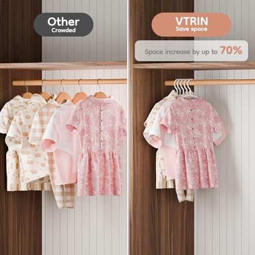 VTRIN Baby Hangers 100 Pack Kids Plastic Hangers for Closet Space Saving Toddler Hanger for Child Infant Clothing Coats Shirts Pants White by VTRIN - Image 6